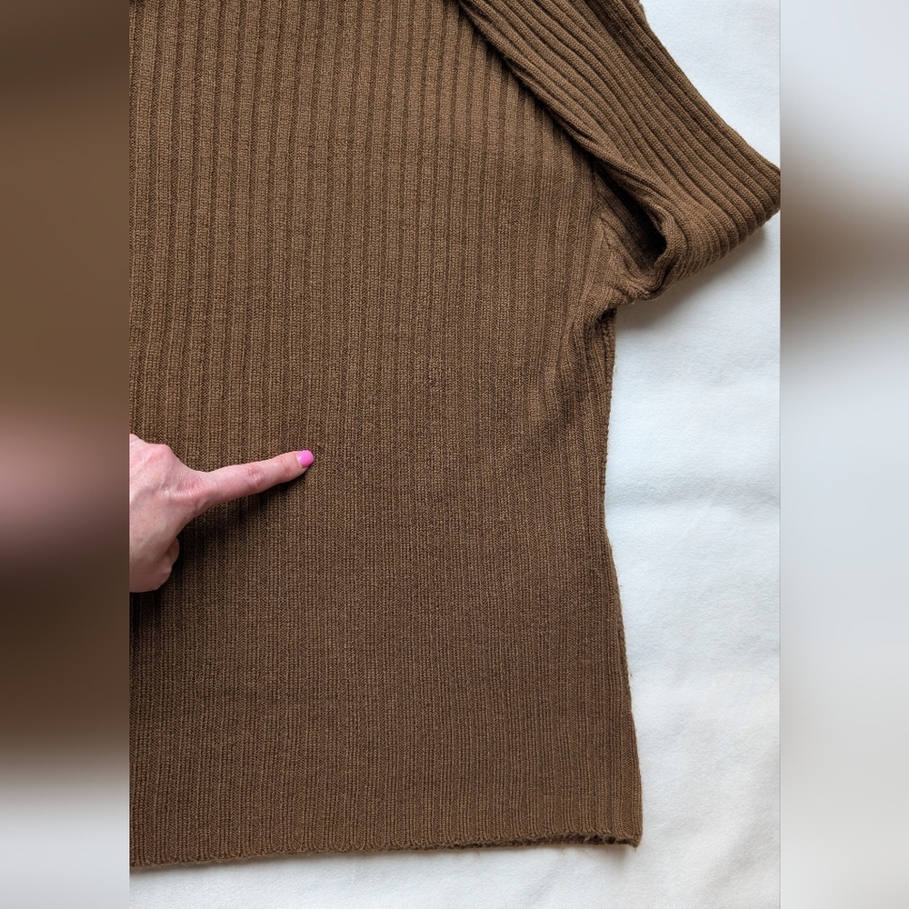 Vintage Valenti Women’s Suede Patchwork Knit Sweater Boho Brown Leather Size L - Picture 11 of 16